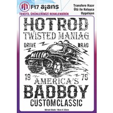 F17 Ajans Ütü ile Yapışan Tekstil Baskı Görseli Hotrod Badboy