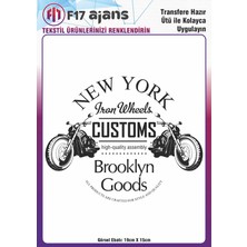F17 Ajans Ütü ile Yapışan Tekstil Baskı Görseli New York Iron Wheels
