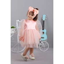 Bubito Bandanalı Tatlı Kız Elbisesi-Somon