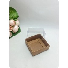 EC Shop Modern Box 500 Adet 8X8X3 cm Asetat Kapaklı Kraft Kutu Düğün Nişan Kına Hediyelik Kutu
