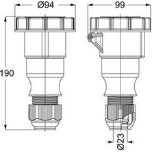 Mete Enerji T310282V 4 x 32A. IP67 Uzatma Prizi Vidalı Bağ.