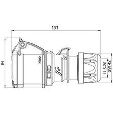 Mete Enerji 406407V 3 x 32A. IP44 Uzatma Prizi Vidalı Bağ.