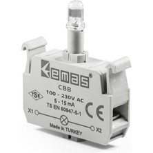 Emas Cbb 100-230V Ac Beyaz Ledli Sinyal Blok Butonu