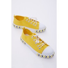 Tonny Black Çocuk Unisex Sarı Rahat Kalıp Ok Detaylı Lastik Bağcıklı Kumaş Spor Ayakkabı