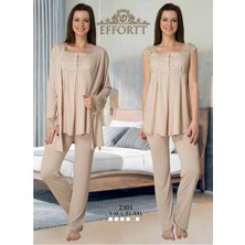 Effortt 2301 Effortt Kadın Sütlü Kahve Sabahlıklı Lohusa Pijama Takımı