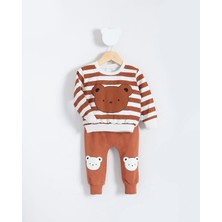 Bubito Çizgi Temalı Ayı Görselli Bebek Alt Üst Takım Hardal