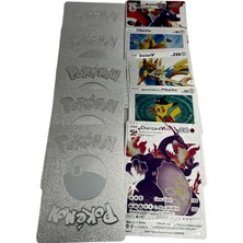 UDATOYS Pokemon Kart Kabartmalı Silver Card Fosforlu Oyun Kartları 10LU Gümüş