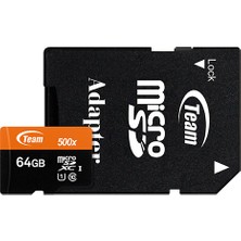 TEAM 500X 64 GB 100MB/s Mikro SDXC Class 10 USH-I Hafıza Kartı + Adaptör (TUSDX64GUHS03)