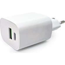 Dexim YX-202T 20W PD TYPE-C & USB Şarj Cihazı iPhone Uyumlu Şarj Adaptörü DCA1002 Beyaz