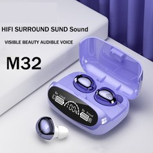 Happy World Shopping M32 Kablosuz Stereo Kulaklık Çift Kulak Büyük Dijital Ekran Dokunmatik Gürültü Azaltma Hıfı Su Geçirmez Tws Bluetooth 5.1 Kulaklıklar (Yurt Dışından)
