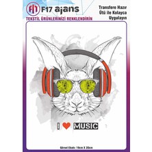 F17 Ajans Ütü ile Yapışan Tekstil Baskı Görseli I Love Music