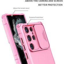 Mooncase Samsung Galaxy S23 Ultra Pc + Yumuşak Tpu Kamera Sürgülü Telefon Koruyucu Kılıf - Pembe (Yurt Dışından)