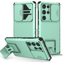 Mooncase Samsung Galaxy S23 Ultra Pc + Yumuşak Tpu Kamera Sürgülü Telefon Koruyucu Kılıf - Yeşil (Yurt Dışından)