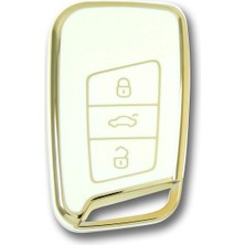 Babikamium Volkswagen Passat B8 Smart Beyaz Oto Anahtar Kumanda Kabı Kılıfı Oto Anahtarlık