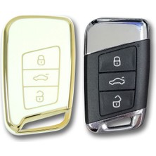 Babikamium Volkswagen Passat B8 Smart Beyaz Oto Anahtar Kumanda Kabı Kılıfı Oto Anahtarlık