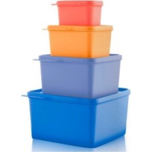 Tupperware Kare Saklama Kabı 4’lü Çok Amaçlı Kutu Renkli