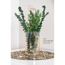 Ömas Konsept Premium Gold Renkli 10X15 Cam Vazo,dekoratif Lüks  Altın Renkli Solmayan Sarı Cam Vazo