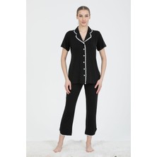 Pjs Kadın Kısa Kollu Boy Düğmeli Pijama Takımı 24243