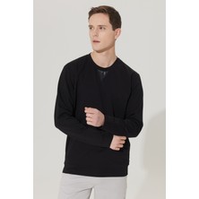 Altınyıldız Classics Erkek Siyah Standart Fit Normal Kesim Bisiklet Yaka Sweatshirt