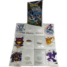 UDATOYS Pokemon Oyun Kartı Silver Card Gümüş Kabartma Fosforlu Pokemon Kartları 30LU