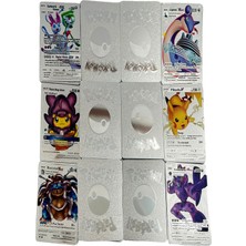 UDATOYS Pokemon Oyun Kartı Silver Card Gümüş Kabartma Fosforlu Pokemon Kartları 30LU