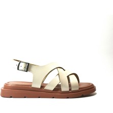 Beety 23BY76.533  Deri Taba & Bej Kadın Sandalet