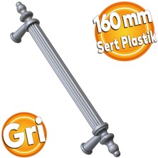 Badem10 Polavit Mobilya Çekmece Mutfak Dolap Kapak Kulpu Kulbu 160 mm Gri Sert Plastik Kulp