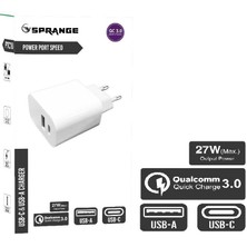 Sprange PTC18 Quick Charge 3.0 18W -27W Max Usb-A / Usb-C Şarj Başlık