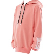 İrem Çocuk Giyim Kız Çocuk/erkek Çocuk Urban Yazı Desenli Kol Sırt Yazı Desenli Sweatshirt Mercan