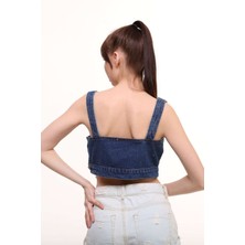 Moss Renzo Özel Tasarım Mavi Denim Crop MR-7770030