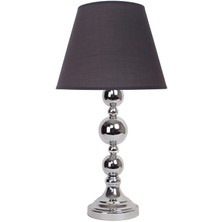 Dekovien Modern Metal Top Gümüş Ayaklı Kumaş Füme Abajur