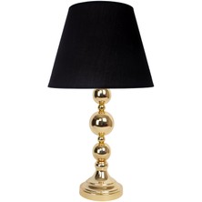 Dekovien Modern Metal Top Gümüş Ayaklı Kumaş Siyah Abajur ABD0202