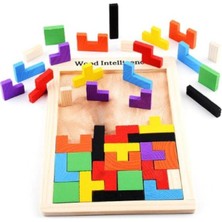 Montessori Ahşap Tetris & Blok Puzzle Zeka Oyuncağı Seti