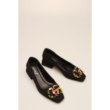 Rovigo Siyah Saten Taşlı Kadın Topuklu