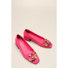 Rovigo Fuşya Saten Taşlı Kadın Topuklu