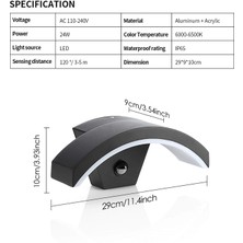 Saiersi Dış Mekan LED Duvar Lambası Pır Hareket Sensörü Su Geçirmez Duvar Lambası 24W 220V Alüminyum Gövde (Yurt Dışından)