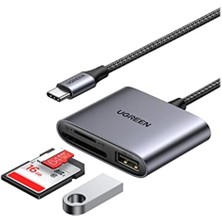 Ugreen USB C Kart Okuyucu - Sd/ Tf/ USB 2.0 Adaptörü USB C Kart Okuyucu．