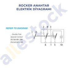 Allestock Otokar Sultan Dörtlü Sinyal Flaşör Anahtar Düğme Rocker Switch 6 Pin - Ampullü 24V