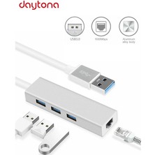 Daytona FC-06 3 Bağlantı Noktalı USB 3.0 To 3usb3.0 10/100 Mbps Ethernet Kablolu Çoklayıcı Adaptör FC-06