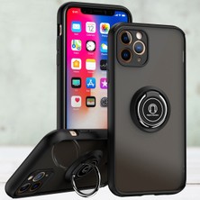 Eabhulie iPhone 11 Pro Max Için Yüzük Stand Mat Sert Silikon Telefon Kılıfı - Siyah (Yurt Dışından)