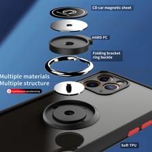 Eabhulie iPhone 11 Pro Max Için Yüzük Stand Mat Sert Silikon Telefon Kılıfı - Siyah (Yurt Dışından)