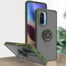 Eabhulie Xiaomi Redmi K40 / K40 Pro Için Yüzük Stand Mat Sert Silikon Telefon Kılıfı - Yeşil (Yurt Dışından)