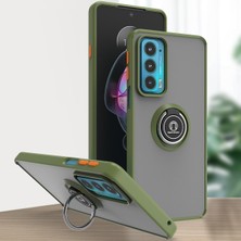 Eabhulie Motorola Edge 20 Için Yüzük Stand Mat Sert Silikon Telefon Kılıfı - Yeşil (Yurt Dışından)