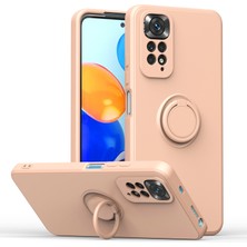 Eabhulie Xiaomi Redmi Note 11 / Note 11S Için Ince Silikon Yüzük Stand Telefon Kılıfı - Pembe (Yurt Dışından)