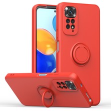 Eabhulie Xiaomi Redmi Note 11 / Note 11S Için Ince Silikon Yüzük Stand Telefon Kılıfı - Kırmızı (Yurt Dışından)