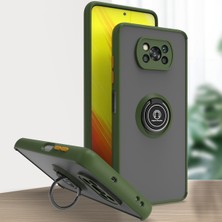 Eabhulie Xiaomi Poco X3 Için Yüzük Stand Mat Sert Silikon Telefon Kılıfı - Yeşil (Yurt Dışından)