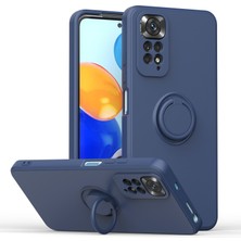 Eabhulie Xiaomi Redmi Note 11 / Note 11S Için Ince Silikon Yüzük Stand Telefon Kılıfı - Mavi (Yurt Dışından)