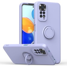 Eabhulie Xiaomi Redmi Note 11 / Note 11S Için Ince Silikon Yüzük Stand Telefon Kılıfı - Açık Mor (Yurt Dışından)