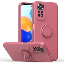 Eabhulie Xiaomi Redmi Note 11 / Note 11S Için Ince Silikon Yüzük Stand Telefon Kılıfı - Koyu Kırmızı (Yurt Dışından)