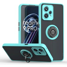 Eabhulie Oppo Realme 9 Pro Için Yüzük Stand Mat Sert Silikon Telefon Kılıfı - Açık Mavi (Yurt Dışından)